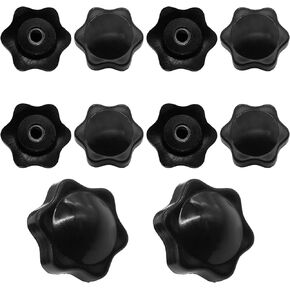 Zorveiio M6 Thread Clamping Knob,Hex Star Knurled Thumb Screw Knobs,Tightening Screws Nuts Knob,Adjustment Hollow Bolt Knob,Clamping Hand Knob Handle Pack of 10