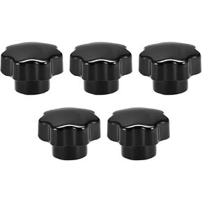 uxcell 5 Pcs Star Knob Grip Handle M10 Diameter Brass Insert Female Threaded Black