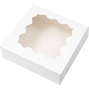 Biocorpla 20-Pack Pie Boxes 9x9x2.5 inches, Bakery Boxes with Window, White Donut Boxes, Strawberry Boxes, Auto-Popup Treat Boxes, Cookie Boxes, Dessert Boxes for Pies, Muffins, Donuts and Pastries
