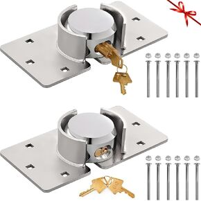 OIHYA 2 Pack Van Door Lock, 73MM Heavy Duty Solid Steel Hidden Shackle Padlock and Hasp Set Keyed Different, with 4pcs Keys and 80mm Screws for Vans, Trucks, Gates, Trailer