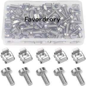 Favordrory 30 Pack M6 x 20mm Rack Mount Cage Nuts, Screws and Washers for Rack Mount Server Cabinet, Rack Mount Server Shelves, Routers (Silver)