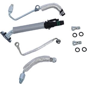 4PCS Turbo Oil Return Drain Line And Oil Feed Pipe Kit Compatible With Chevy Cruze Sonic Trax, Buick Encore 1.4L - 55587854,55592600,55567067,55568031