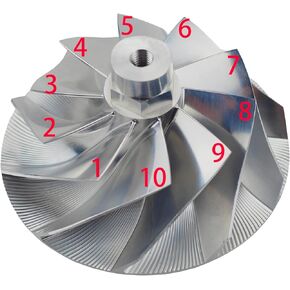 Haturbo Upgrade Turbo Billet Impeller 10 blades 59.5/79.5mm Wheel Fit for 99.5-03 Ford Diesel 7.3L F250 F350 F450 V8 739619-5004 GTP38 Turbocharger