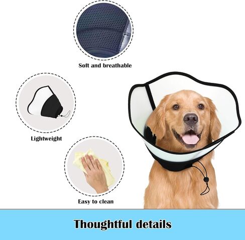 Yeslitop Soft Dog Cone Collar - E Collar for Dogs After Surgery - Dog Cones for Small, Medium, and Large Dogs -Breathable,Stop Licking, Helps Healing (L (Neck:15"-18.5")) in Saudi Arabia