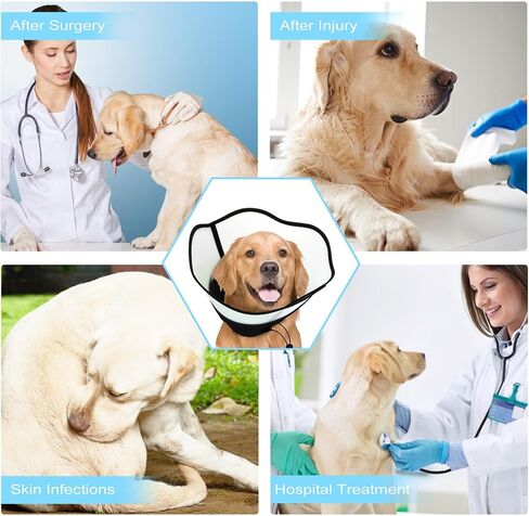 Yeslitop Soft Dog Cone Collar - E Collar for Dogs After Surgery - Dog Cones for Small, Medium, and Large Dogs -Breathable,Stop Licking, Helps Healing (L (Neck:15"-18.5")) in Saudi Arabia