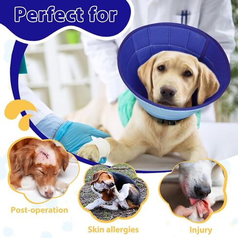 طوق مخروطي للكلاب من باركليس، بديل مخروطي للكلاب قابل للتنفس للتعافي بعد الجراحة، طوق تعافي ناعم لإيقاف اللعق والخدش، مخروط شبكي بديل للعار للكلاب الكبيرة جدًا in Kuwait