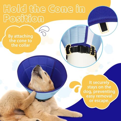 طوق مخروطي للكلاب من باركليس، بديل مخروطي للكلاب قابل للتنفس للتعافي بعد الجراحة، طوق تعافي ناعم لإيقاف اللعق والخدش، مخروط شبكي بديل للعار للكلاب الكبيرة جدًا in Kuwait
