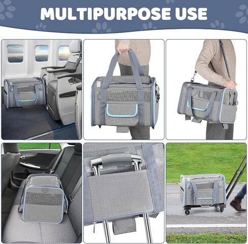 UNICITII Pet Carrier for Small Dog Cat, Airline Approved Dog Carrier with Wheels Soft Sided Dog Rolling Crate Cat Travel Bag up to 20 Lbs Pet Strollers for Small Pets in Saudi Arabia