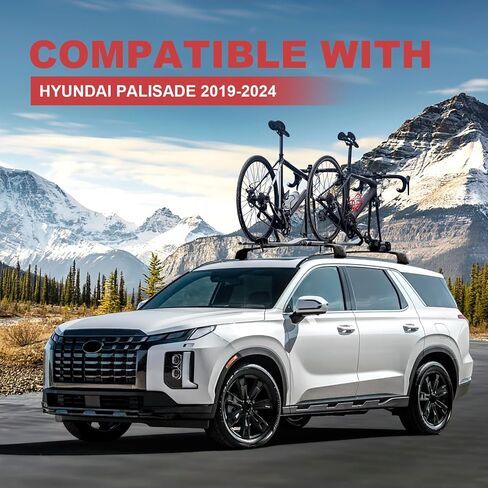 KINGGERI 220 رطل قضبان متقاطعة لسقف السقف تناسب Hyundai Palisade 2019 2020 2021 2022 2023 2024 SE SEL XRT الخط المحدود، شديدة التحمل مضادة للسرقة وقضبان ألومنيوم قابلة للقفل وحقيبة حمل البضائع in Kuwait