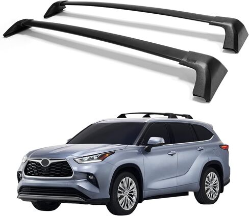 قضبان متقاطعة لسقف السيارة من Grandroad مناسبة لـ 2020 2021 2022 2023 Toyota Highlander XLE XSE Limited Platinum Hybrid، الألومنيوم على السطح حامل حقيبة البضائع الأمتعة Kayak CrossBars (مع القضبان) in Kuwait