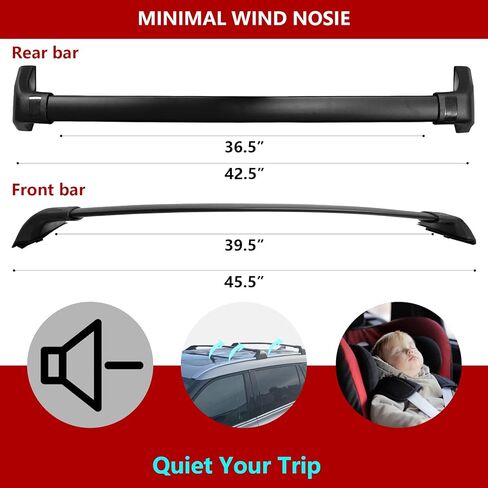 قضبان متقاطعة لسقف السيارة من Grandroad مناسبة لـ 2020 2021 2022 2023 Toyota Highlander XLE XSE Limited Platinum Hybrid، الألومنيوم على السطح حامل حقيبة البضائع الأمتعة Kayak CrossBars (مع القضبان) in Kuwait