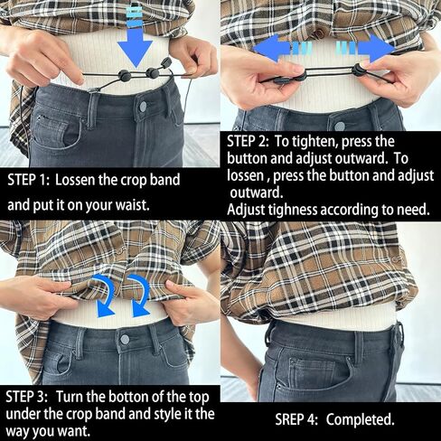 Yiiektily 2 Pack Croptuck Adjustable Band, Shirt Holding Band, Shirt Cutting Tool, Shirt Elastic Band, Change The Way You Style Your Tops, Comfortable and Adjustable Elastic Band Tool(Medium) in Saudi Arabia
