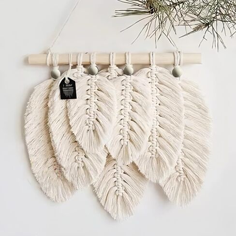 MUSE DECOR 【Hard to Fail】 Macramé Feather DIY Craft Kit – Make Your Own Boho Style Home Décor Wall Hanging for Beginners with Step-by-Step Video Tutorials- Rewarding Art Project in Saudi Arabia