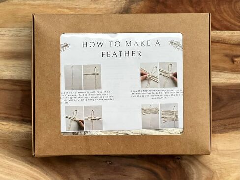 MUSE DECOR 【Hard to Fail】 Macramé Feather DIY Craft Kit – Make Your Own Boho Style Home Décor Wall Hanging for Beginners with Step-by-Step Video Tutorials- Rewarding Art Project in Saudi Arabia