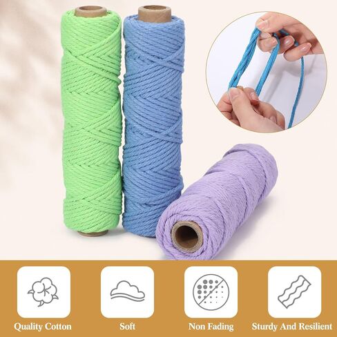 Timgle 36 Rolls Macrame Cord Bulk 3mm x 1188 Yards Natural Cotton Twine 4 Strand Twisted String for Crafts Macrame Rope Assorted Colors Twine for DIY Knitting Wall Hanging Plant Hangers Wrapping in Saudi Arabia