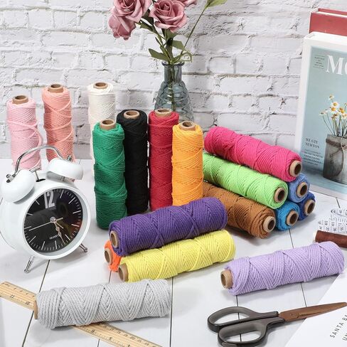 Timgle 36 Rolls Macrame Cord Bulk 3mm x 1188 Yards Natural Cotton Twine 4 Strand Twisted String for Crafts Macrame Rope Assorted Colors Twine for DIY Knitting Wall Hanging Plant Hangers Wrapping in Saudi Arabia
