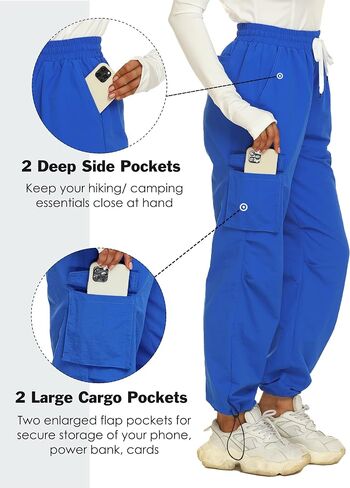 Blooming Jelly Women's Waterproof Hiking Pants Lightweight Rain Pants Quick Dry Cargo Joggers with Pockets in Saudi Arabia