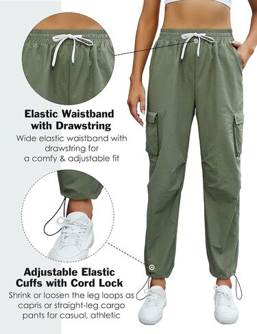 Blooming Jelly Women's Waterproof Hiking Pants Lightweight Rain Pants Quick Dry Cargo Joggers with Pockets in Saudi Arabia
