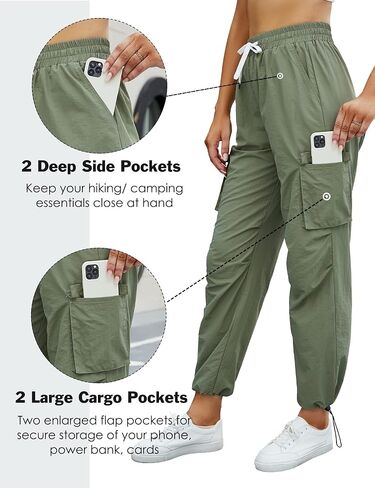 Blooming Jelly Women's Waterproof Hiking Pants Lightweight Rain Pants Quick Dry Cargo Joggers with Pockets in Saudi Arabia
