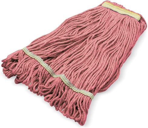 SPARTA Flo-Pac Acrylic Mop Head, Loop-Ended, Narrow Band with 1" Yellow Band for Organized Cleaning, Small, Red in Saudi Arabia