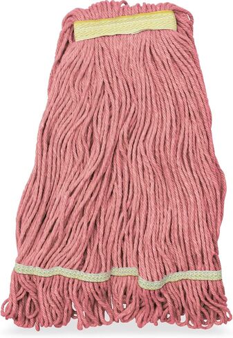 SPARTA Flo-Pac Acrylic Mop Head, Loop-Ended, Narrow Band with 1" Yellow Band for Organized Cleaning, Small, Red in Saudi Arabia