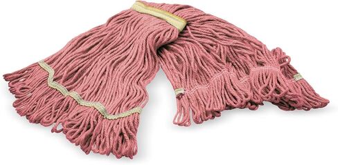 SPARTA Flo-Pac Acrylic Mop Head, Loop-Ended, Narrow Band with 1" Yellow Band for Organized Cleaning, Small, Red in Saudi Arabia