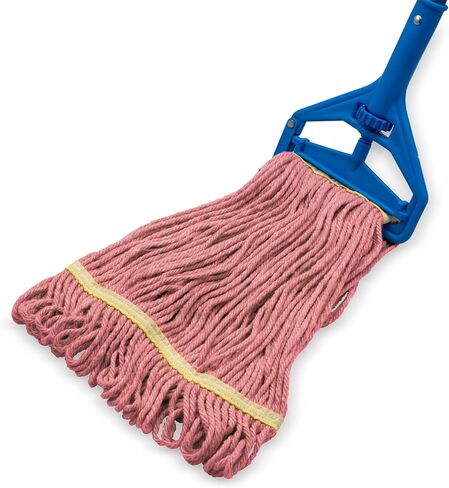SPARTA Flo-Pac Acrylic Mop Head, Loop-Ended, Narrow Band with 1" Yellow Band for Organized Cleaning, Small, Red in Saudi Arabia