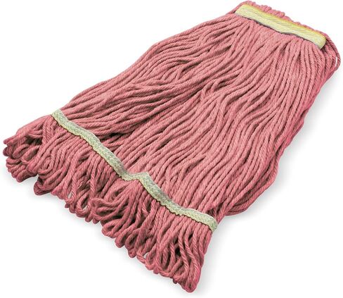 SPARTA Flo-Pac Acrylic Mop Head, Loop-Ended, Narrow Band with 1" Yellow Band for Organized Cleaning, Small, Red in Saudi Arabia