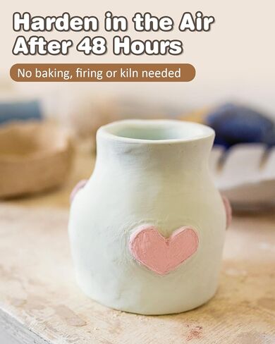 مجموعة الفخار، مجموعة الطين الجاف بالهواء للمبتدئين، مجموعة الفخار المصنوعة منزليًا، مجموعة الطين الجاف بالهواء بنفسك، مجموعة الفخار مع مجموعة الطلاء، الورنيش، 10 طلاء، فرش، إسفنجة، هدايا للأطفال، عيد الأم in Kuwait