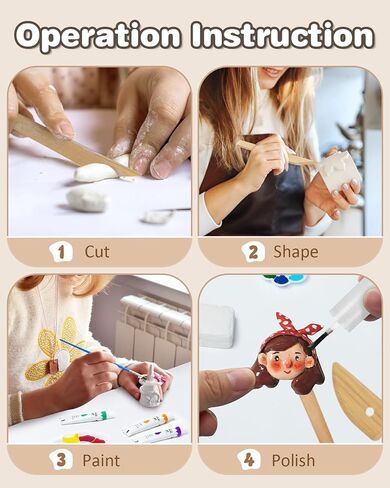 مجموعة الفخار، مجموعة الطين الجاف بالهواء للمبتدئين، مجموعة الفخار المصنوعة منزليًا، مجموعة الطين الجاف بالهواء بنفسك، مجموعة الفخار مع مجموعة الطلاء، الورنيش، 10 طلاء، فرش، إسفنجة، هدايا للأطفال، عيد الأم in Kuwait