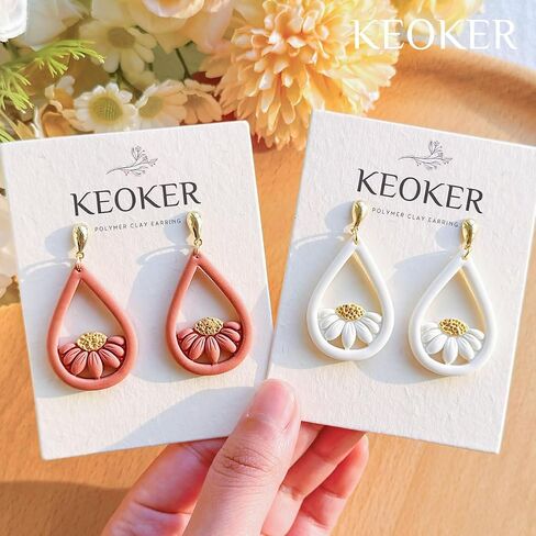 Keoker Flower Clay Cutter- Spring Polymer Clay Cutters, Polymer Clay Flower Cutters, 10 Shapes Floral Clay Earrings Cutters, Boho Clay Cutters for Polymer Clay Jewelry (A) in Saudi Arabia