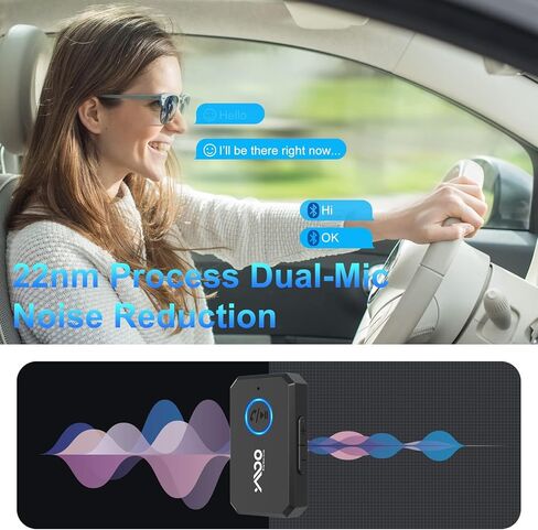 محول YMOO بلوتوث 5.2 Aux للسيارة، مقبس 3.5 ملم مستقبل صوت لاسلكي مع ميكروفون، يدعم إيقاظ Siri/Google الأوامر الصوتية، اتصال مزدوج، للسيارة/مكبر الصوت/الموسيقى الخارجية/ستيريو المنزل in Kuwait