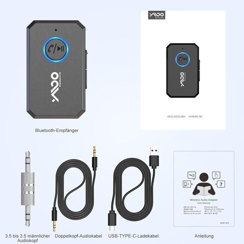 محول YMOO بلوتوث 5.2 Aux للسيارة، مقبس 3.5 ملم مستقبل صوت لاسلكي مع ميكروفون، يدعم إيقاظ Siri/Google الأوامر الصوتية، اتصال مزدوج، للسيارة/مكبر الصوت/الموسيقى الخارجية/ستيريو المنزل in Kuwait