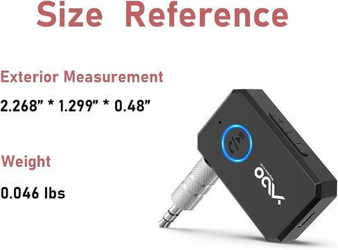 محول YMOO بلوتوث 5.2 Aux للسيارة، مقبس 3.5 ملم مستقبل صوت لاسلكي مع ميكروفون، يدعم إيقاظ Siri/Google الأوامر الصوتية، اتصال مزدوج، للسيارة/مكبر الصوت/الموسيقى الخارجية/ستيريو المنزل in Kuwait