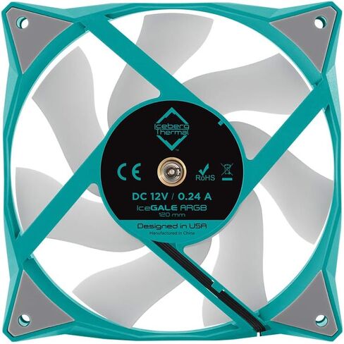 مروحة Iceberg Thermal IceGALE القابلة للتحكم RGB 120 مم PWM بمحمل كروي مزدوج ARGB (3 عبوات) أسود) in Kuwait