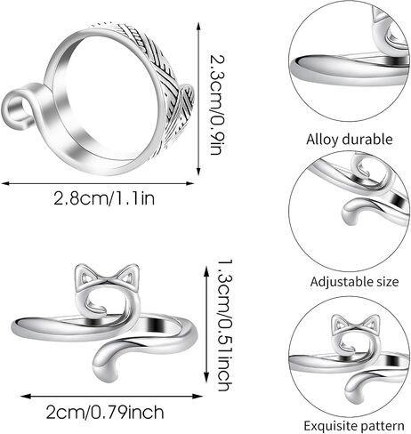 Dimeho 4 Pack Adjustable Knitting Rings Crochet Finger Loop Yarn Guide Holder Peacock Weaving Hook Braided Open Thimble for DIY Craft Accessories Women Mother Grandma Present (Style 2) in Saudi Arabia