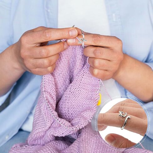 Dimeho 4 Pack Adjustable Knitting Rings Crochet Finger Loop Yarn Guide Holder Peacock Weaving Hook Braided Open Thimble for DIY Craft Accessories Women Mother Grandma Present (Style 2) in Saudi Arabia
