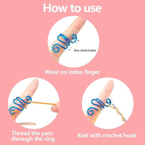 Yzzyemn Handmade Crochet Tension Ring for Finger，Left &Right Yarn Tension Control Ring,Adjustable Knitting Thimble Ring Gift for Crocheters Knitters Gifts,Size 7-11 in Saudi Arabia