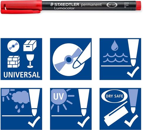 Staedtler 318-WP4 Lumocolor Permanent Universal Pens, Fine Point, 0.6mm, Assorted, 4 per Set in Saudi Arabia