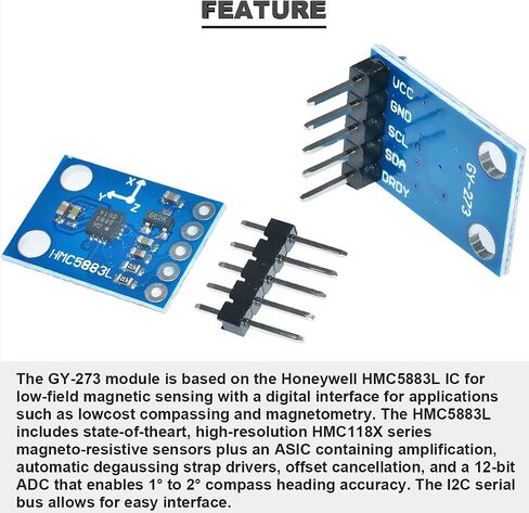 DAOKAI Three-axis Magnetic Sensor GY-273 QMC5883L HMC5883L Triple Axis Compass Magnetometer Sensor Module 3V-5V with Cable for Arduino,Pack of 3 in Saudi Arabia