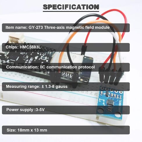 DAOKAI Three-axis Magnetic Sensor GY-273 QMC5883L HMC5883L Triple Axis Compass Magnetometer Sensor Module 3V-5V with Cable for Arduino,Pack of 3 in Saudi Arabia