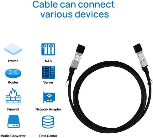 كابل Twinax 3M 25G SFP+ DAC، كابل سلبي نحاسي متصل مباشرة، لـ Cisco SFP-H10GB-CU3M، Ubiquiti، D-Link، Juniper، Mellanox، Mikrotik، Netgear، Supermicro in Kuwait