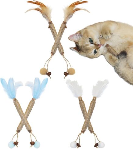 MECOOL Cat Silvervine Sticks Chew Toys,Catnip Feather Toy for Indoor Cats and Kittens,Natural and Health 6PCS in Kuwait