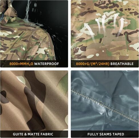 LOOGU Mens Rain Jacket Lightweight, Camo Rain Gear for Men Waterproof, Windproof Rain Coats with Hood in Saudi Arabia