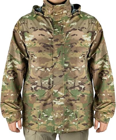 LOOGU Mens Rain Jacket Lightweight, Camo Rain Gear for Men Waterproof, Windproof Rain Coats with Hood in Saudi Arabia
