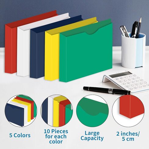 Zzrywuty 2-Inch Expandable File Folder Letter Size for Documents, Heavy Duty File Jackets, Multi Colored Expanding File Folders for School, Office, Business (25 Pack) in Saudi Arabia