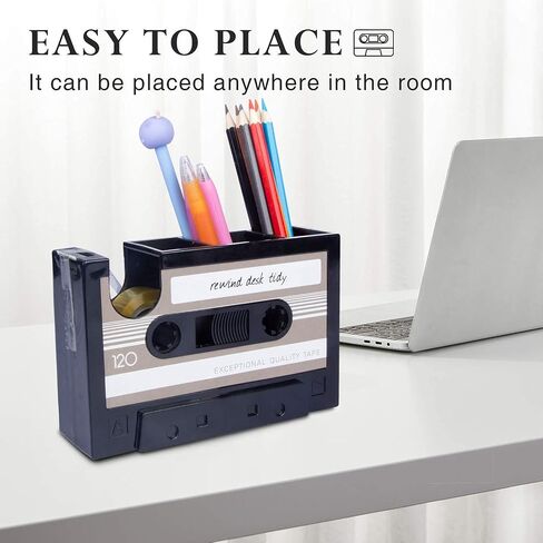 Aobopar Cute Tape Dispenser, Pink Tape Dispenser Desk, Office Desktop Tape Dispenser, Funny Novelty Tape Dispenser Pen Holder, Retro Cassette 80'S Desk Accessory Organizer in Saudi Arabia