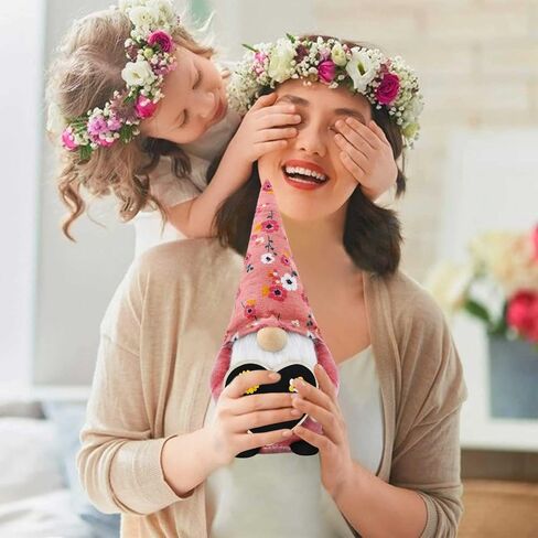 Gehydy عيد الأم التماثيل القطيفة مع السبورة جنوم الربيع عيد الفصح الديكور هدية اليدوية الاسكندنافية Tomte محشوة ديكور مزرعة للمنزل المطبخ صينية الطبقات in Kuwait