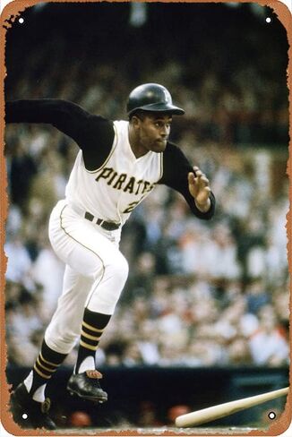 Roberto Clemente On The Run Game Poster and Pub Bar Vintage classic Tin Sign Metal Art Funny for Bathroom Decor Gifts Home Coffee Wall Stickers 8x12 Inches in Saudi Arabia