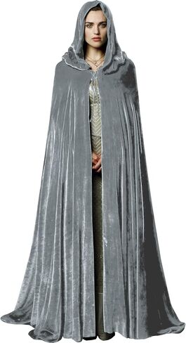 عباءة مخملية فاخرة للبالغين من UQJE مع غطاء رأس لمصاصي الدماء من القرون الوسطى للجنسين - رمادي in Kuwait